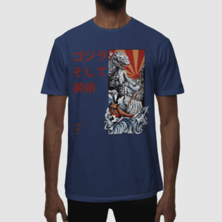 Titanus Gojira Navy Blue -  Round Neck T - shirt