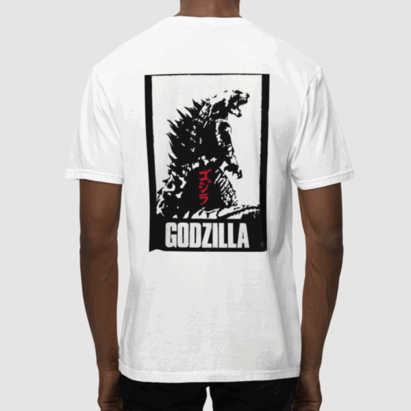 Godzilla  B&W White - Round Neck T-shirt