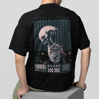 ALIEN  Black - Round Neck T-shirt