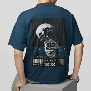 ALIEN  Petrol - Round Neck T-shirt