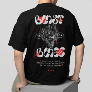 BLAST Black  - Round Neck T-shirt