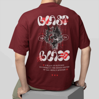 BLAST Maroon  - Round Neck T-shirt