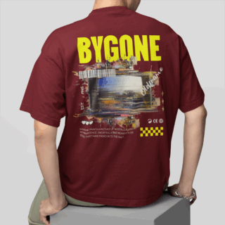 BYGONE  Maroon - Round Neck T-shirt