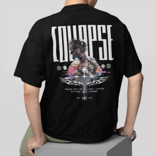 COLLAPSE  Black - Round Neck T-shirt