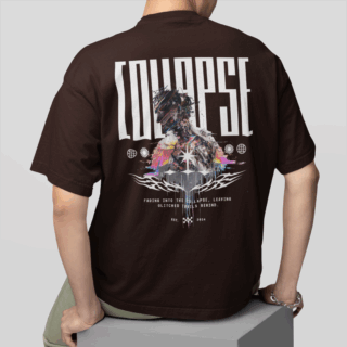 COLLAPSE  Coffee - Round Neck T-shirt