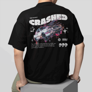 CRASHED  Black - Round Neck T-shirt