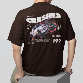 CRASHED  Coffee - Round Neck T-shirt