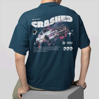 CRASHED  Petrol - Round Neck T-shirt