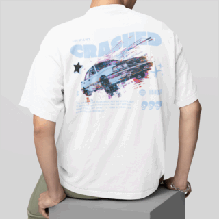 CRASHED  White - Round Neck T-shirt