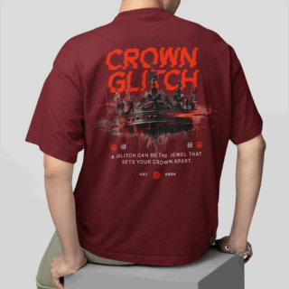 CROWN Maroon  - Round Neck T-shirt
