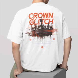 CROWN White  - Round Neck T-shirt