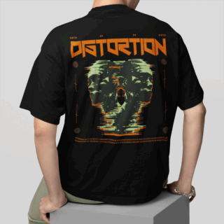 DISTORTION  Black - Round Neck T-shirt