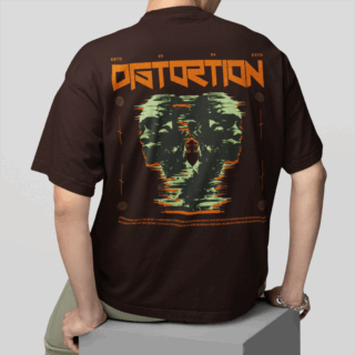 DISTORTION  Coffee - Round Neck T-shirt