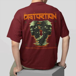 DISTORTION  Maroon - Round Neck T-shirt
