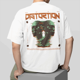 DISTORTION  White - Round Neck T-shirt