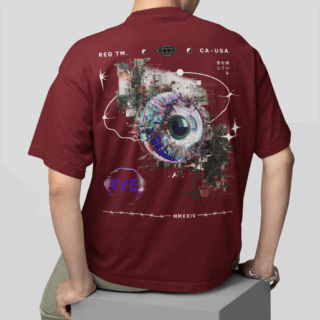 EYE  Maroon - Round Neck T-shirt