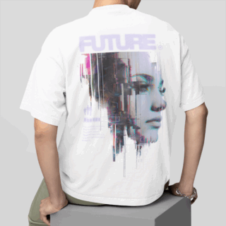 FUTURISTIC FEMALE White  - Round Neck T-shirt