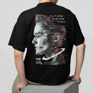 FUTURISTIC MALE Black  - Round Neck T-shirt