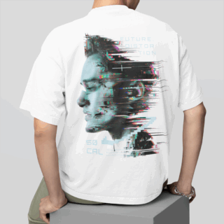 FUTURISTIC MALE White  - Round Neck T-shirt