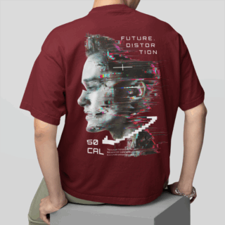 FUTURISTIC MALE Maroon  - Round Neck T-shirt