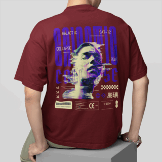 GALACTIC  Maroon - Round Neck T-shirt