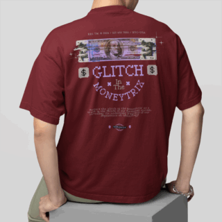 MONEYTRIX Maroon - Round Neck T-shirt