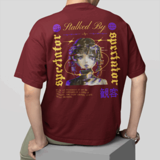 Stalked Maroon - Round Neck T-shirt