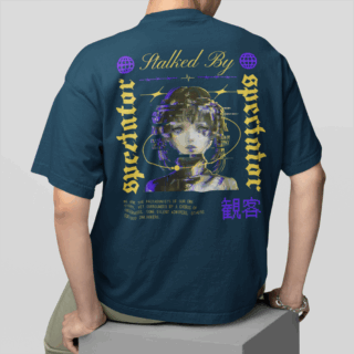 Stalked Petrol - Round Neck T-shirt