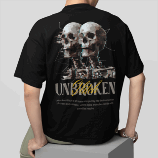 Unbroken Black - Round Neck T-shirt