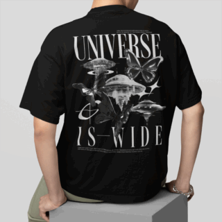 Universe Black - Round Neck T-shirt