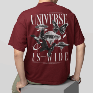 Universe Maroon - Round Neck T-shirt