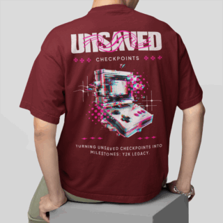 Y2K Maroon - Round Neck T-shirt